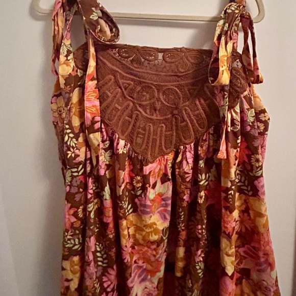 Free People Brown Sleeveless Ruffled Bib Collar Top - Picture 1 of 4